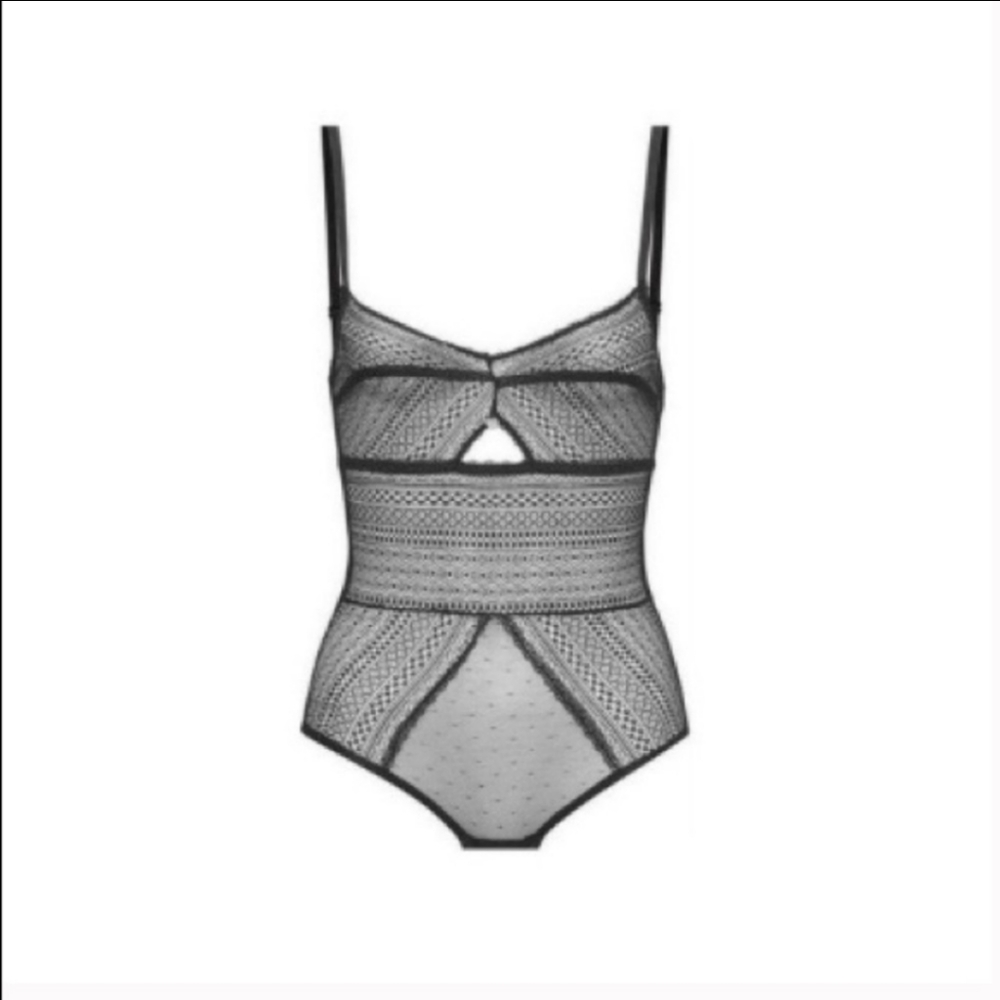 Sam Edelman Black Lace & Mesh Bodysuit NWT